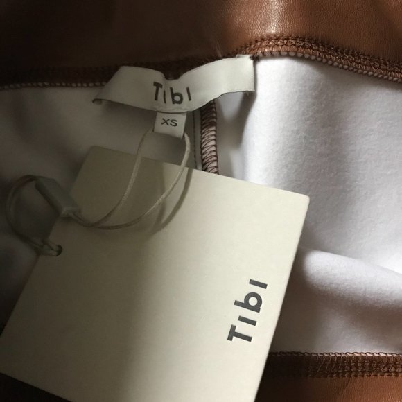 NWT Tibi Brown Faux Leather Leggings High Waist - Picture 9 of 16
